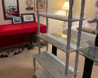#33 5 Shelf Distressed White Display Shelf 32x14x60 $125.00