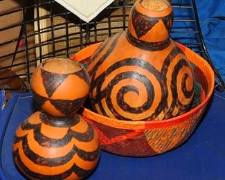 [69] AFRICAN DECORATED GOURDS 2 GOURDS $50.00 EACH 
