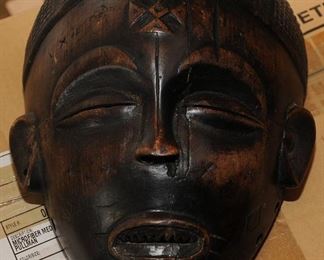 [3] ATTRIBUTED TO PWO MASK. CHOKWE, XASSENGE AREA , ANGOLA 19th - EARLY 20th CENTURY  - CRUCFORM ON FORHEAD  $450.00