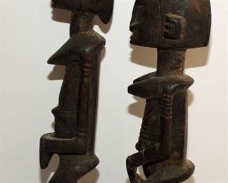[27] MALE & FEMALE FIGURE ~ DOGON MALI  ~ WOMAN  11 1/4" - MALE 10 1/2"  - CARVED BY THE SAME HAND [2] $800.00