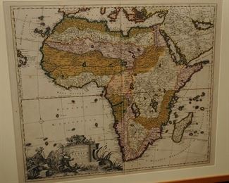[71] 1709 FRAMED CAROLI ALLARD TINTED AFRICAN MAP   $1,200