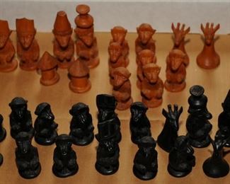 [89] HAND CARVED AFRICAN CHESS PIECES   $200.00
