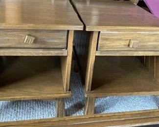 Pair A. Brandt Ranch Oak Side Tables Magazine Holders $350