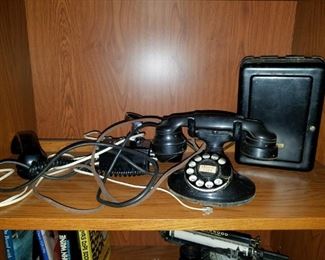 selection of vintage/antique cameras, telephones and typewriters