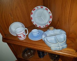 collection of vintage baby plates/ dishes