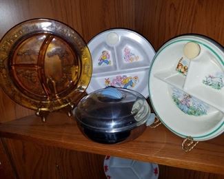 collection of vintage baby plates/ dishes