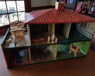 antique metal dollhouse