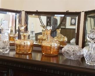 vintage perfume bottles, powder jar, trinket jar