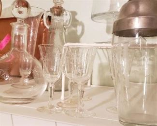 Bamboo etched vintage barware