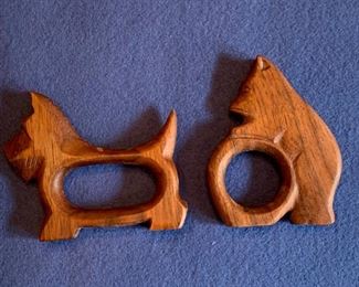 $20 Wooden Scottie and Bear napkin rings.  Approx 3 in high.