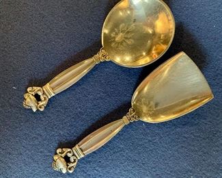 $175 Sterling Silver "Acorn" George Jensen Child's Spoon and Shovel