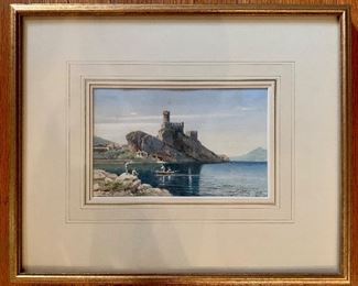 $1,675 Thomas Allom "Untitled" 1865.  Framed and matted. 5.75 in  x 9.25 in; Watercolor