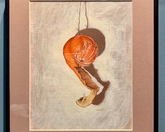 $595 Maremi Hooff Andreozzi  "Tangerine (on a wire)" 2006. 	Acrylic on canvas paper. 	11in  x 14 in.