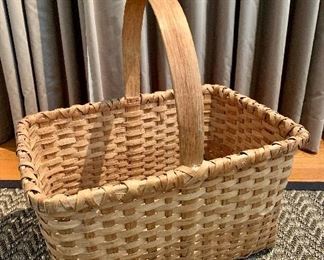 $195 Handmade woven basket. 18.75L x 18.75H x 13.5 inW.  American.  