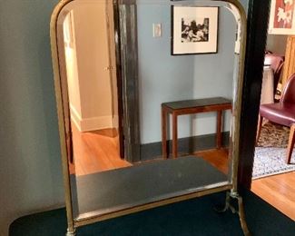 $295 Art Nouveau Mirrored Brass Fireplace Screen.  30.5 in H x 19.75 in W .