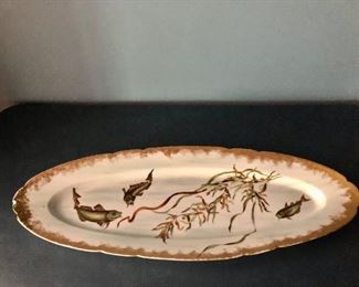 $195 CF Haviland Limoges late 19th century hand painted fish platter