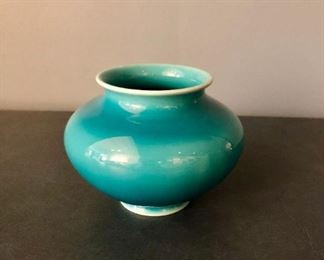 $125 Rookwood #6660F dated 1938 high gloss glaze teal 3.75 inch H