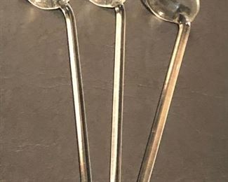 $12 Three glass swizzle sticks with cup heads 6”long 


