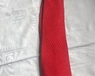 $60 Hermès red two tone patterned tie 