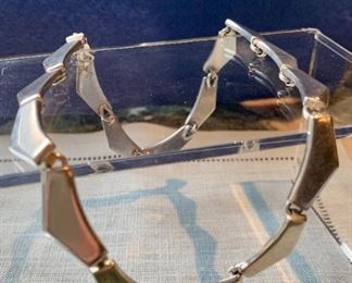  $155 Modernist Danish link necklace Approx 15 in
Resembles Brodrene Bjorklund designs
70g