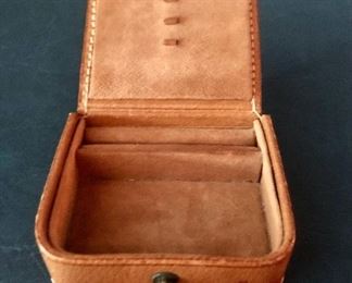 $25 Mark Cross small leather jewelry box 1.25”H 3.35”D 3.75”W 