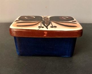 $95 Royal Copenhagen Box Aluminia Faience Inga Koefoed Moth Butterfly fajance 2.25”H 5”L 3.75” D 