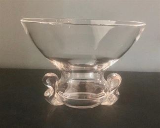 $95 Steuben crystal bowl with scroll embellishments 4.75”H 6.75”D 