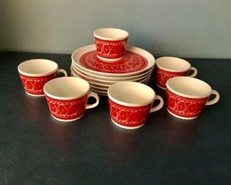 Arabia Finland set of six cups and plates (one plate has a chip) $120
