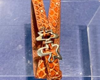 $105 Georg Jensen leather and sterling “splash” bracelet Designed by Henning Koppel

