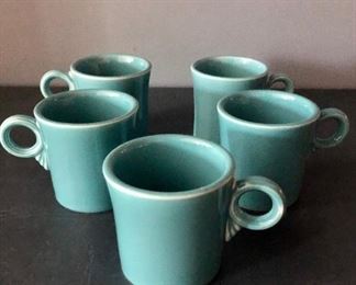 $50 Vintage Fiestaware turquoise mugs, set of five