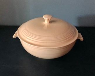 $95 Vintage Fiestaware ivory covered bowl 8”D 3.5”H