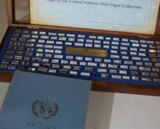  FLAGS OF THE UNITED NATIONS  COLLECTION 142  STERLING SILVER MINI  INGOTS   1975  30th   ANN                 