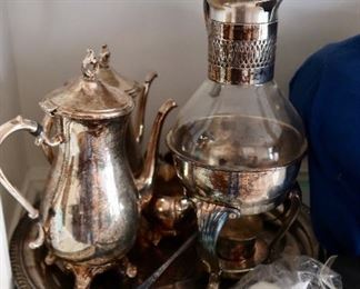 Silverplate Tea Set - 5 Pieces - $36.00 / Carafe - $18.00