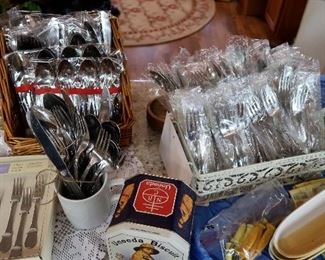 NEW Flatware Sets - $60 set in brown basket - $70 for Set in white basket