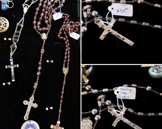 Rosary Beads $ 10 ea - Vintage Sterling Rosary $30 (Chain is detached)
