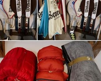 Tennis Rackets - Sleeping Bags - Moving Blanket - Golf Umbrellas $5 ea - Patio Umbrella