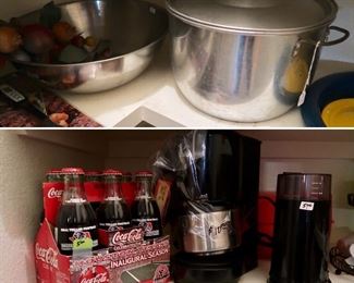 Collectible Coca Cola - Large Stock Pot - Stainless Steel Bowl - Coffee Maker & Grinder