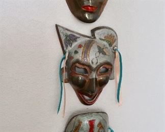 Painted Brass Masks - $5 each or $12 for all 3