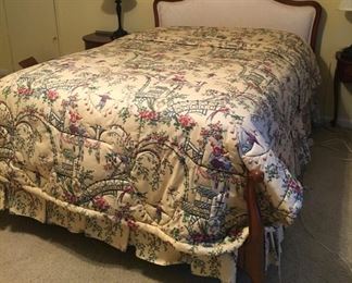 Upholstered Full Size Bed - Custom Bedding
