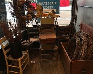 Child’s rocking bouncy Horse trunk rope chairs 