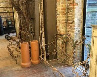 Wrought iron garden sofas chimney 