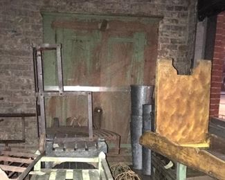 Tall green painted cabinet 8ft 