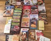 Assorted cookbooks, both modern and vintage