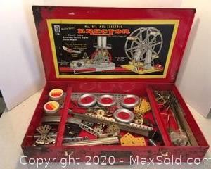 No. 5 Erector set by The A.C. Gilbert Company. Motor is missing