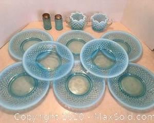 Fenton Blue Hobnail Set