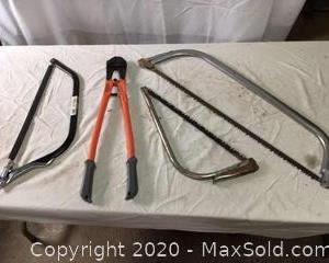 Bow Saws And Bolt Cutter