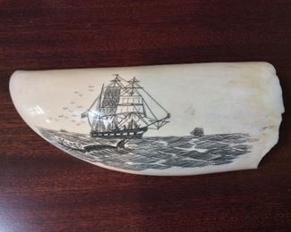 Antique Scrimshaw Carved Whales Tooth