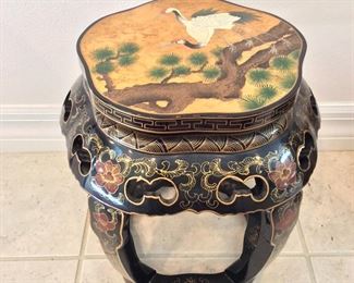 Japanese Lacquered Crane Table, 18" H. 