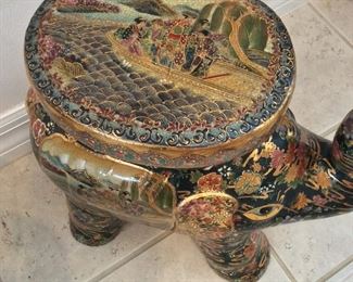 Painted Elephant Garden Stool, 18" H. 