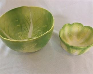 Cabbage bowls, 10" and 6" diameters. 